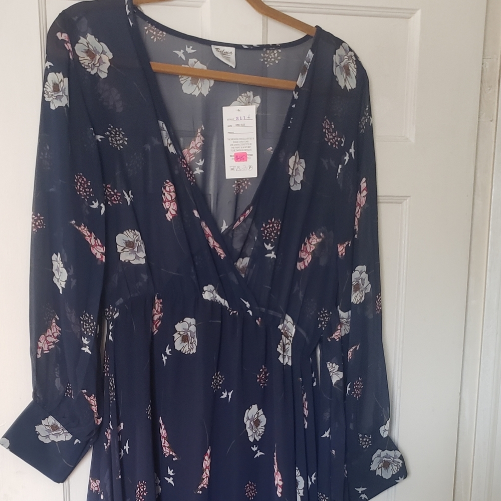 Long blue flower dress
